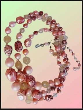 Multi-strand Vintage Pink Pearl Necklace Set